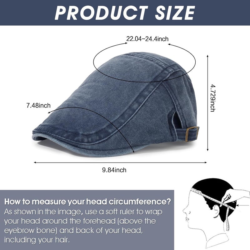 Qlauca Store 3Pcs Men's Newsboy Caps Washing Cotton Cooling Lightweight Scally Cap for Men Adjustable Flat Cap - Image 2